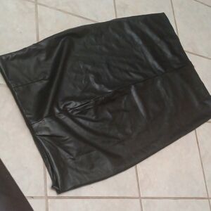 Elegant Black Faux Leather Maxi Skirt